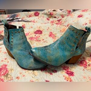 Women's Ferrini Stella Leather Boots Handcrafted Turquoise